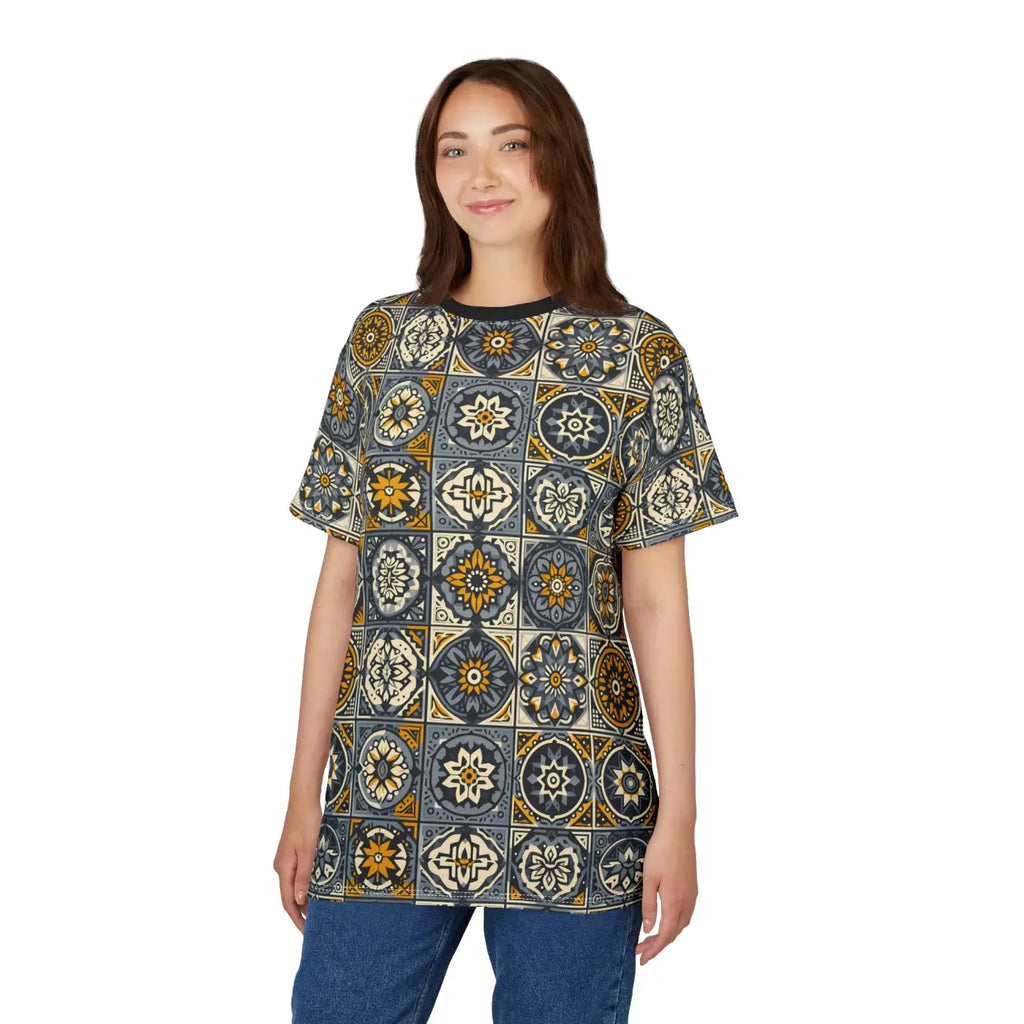 Vibrant Mosaic Patterned Unisex Tee - Casual Everyday Wear - DipaliZ