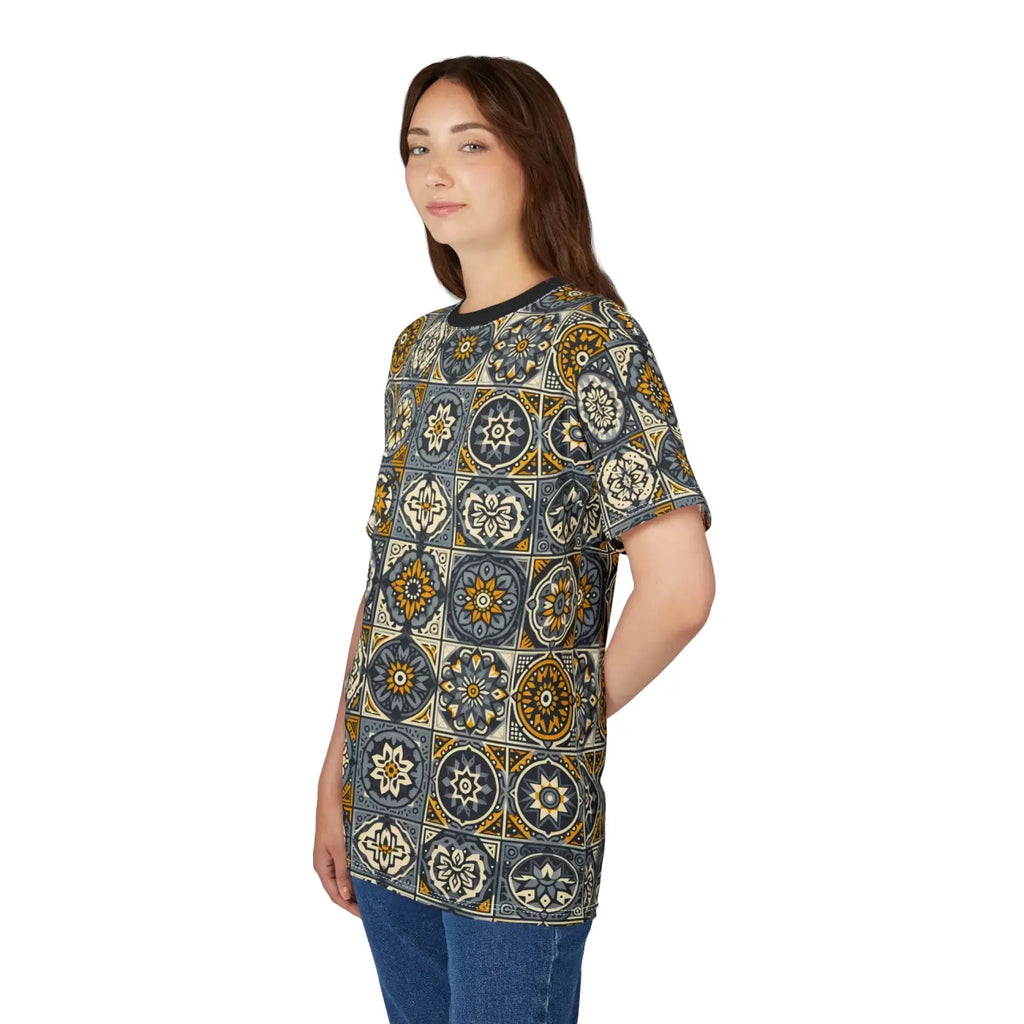 Vibrant Mosaic Patterned Unisex Tee - Casual Everyday Wear - DipaliZ