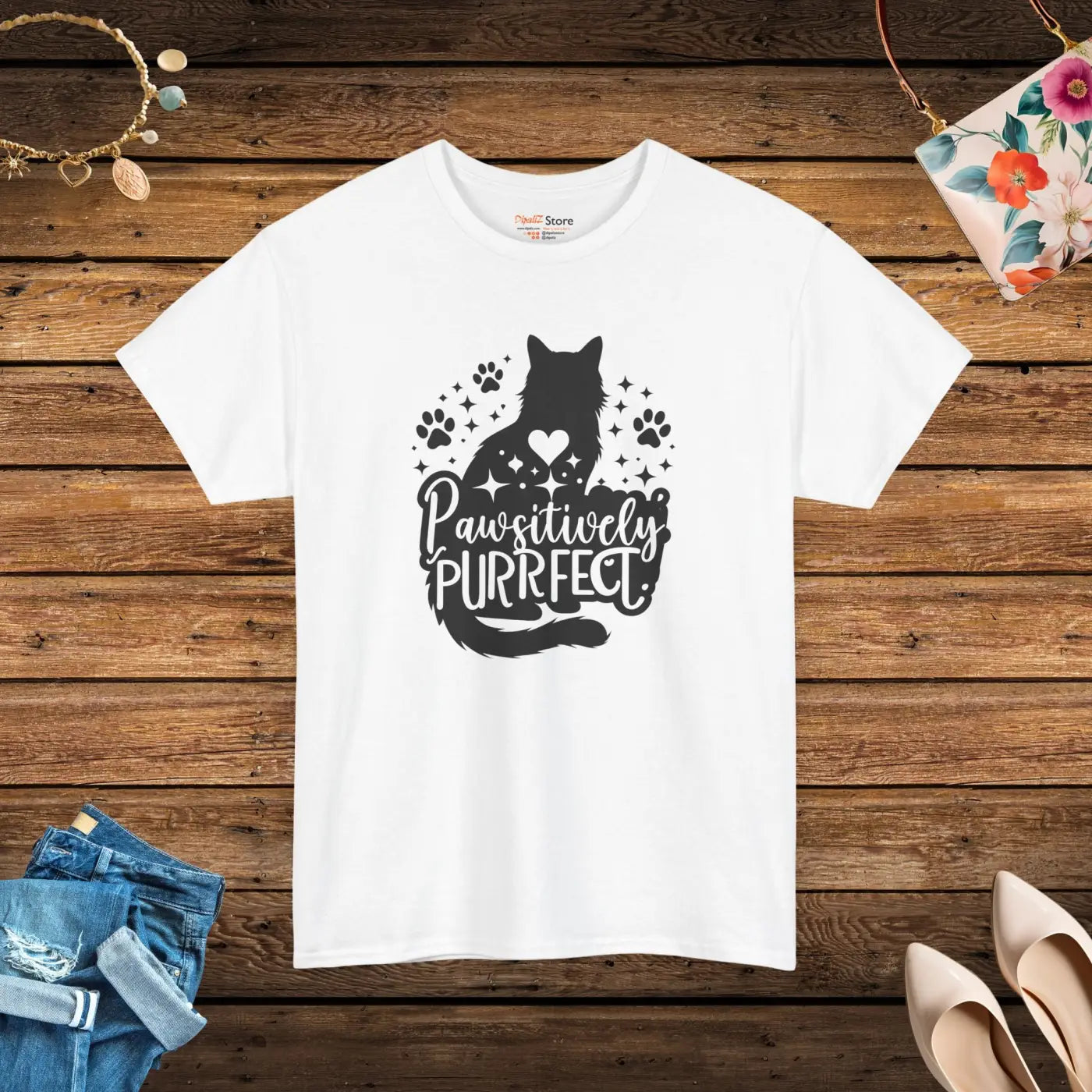 Purrfect Cat Lovers Heavy Cotton Tee - Unisex Comfort - DipaliZ