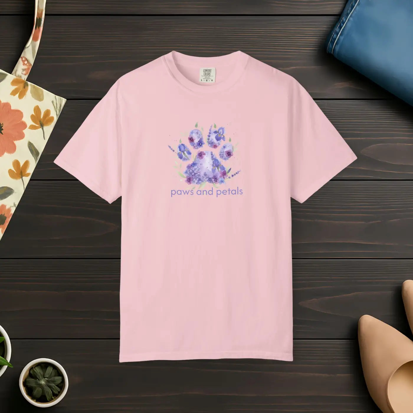 Watercolor Paw Print Tee - Dreamy Pet Lover Design - DipaliZ