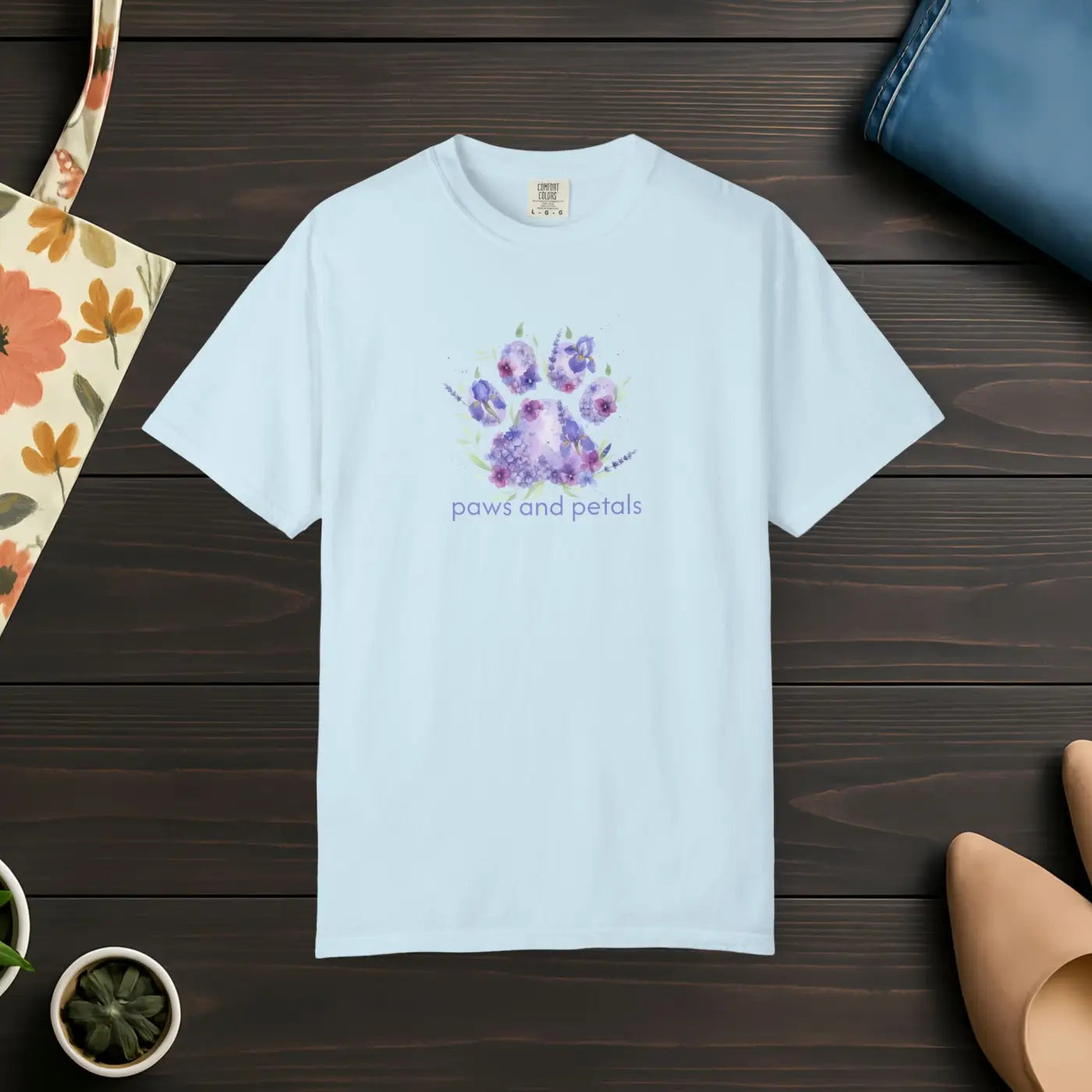 Watercolor Paw Print Tee - Dreamy Pet Lover Design - DipaliZ