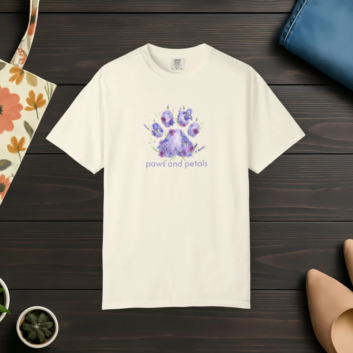 Watercolor Paw Print Tee - Dreamy Pet Lover Design - DipaliZ