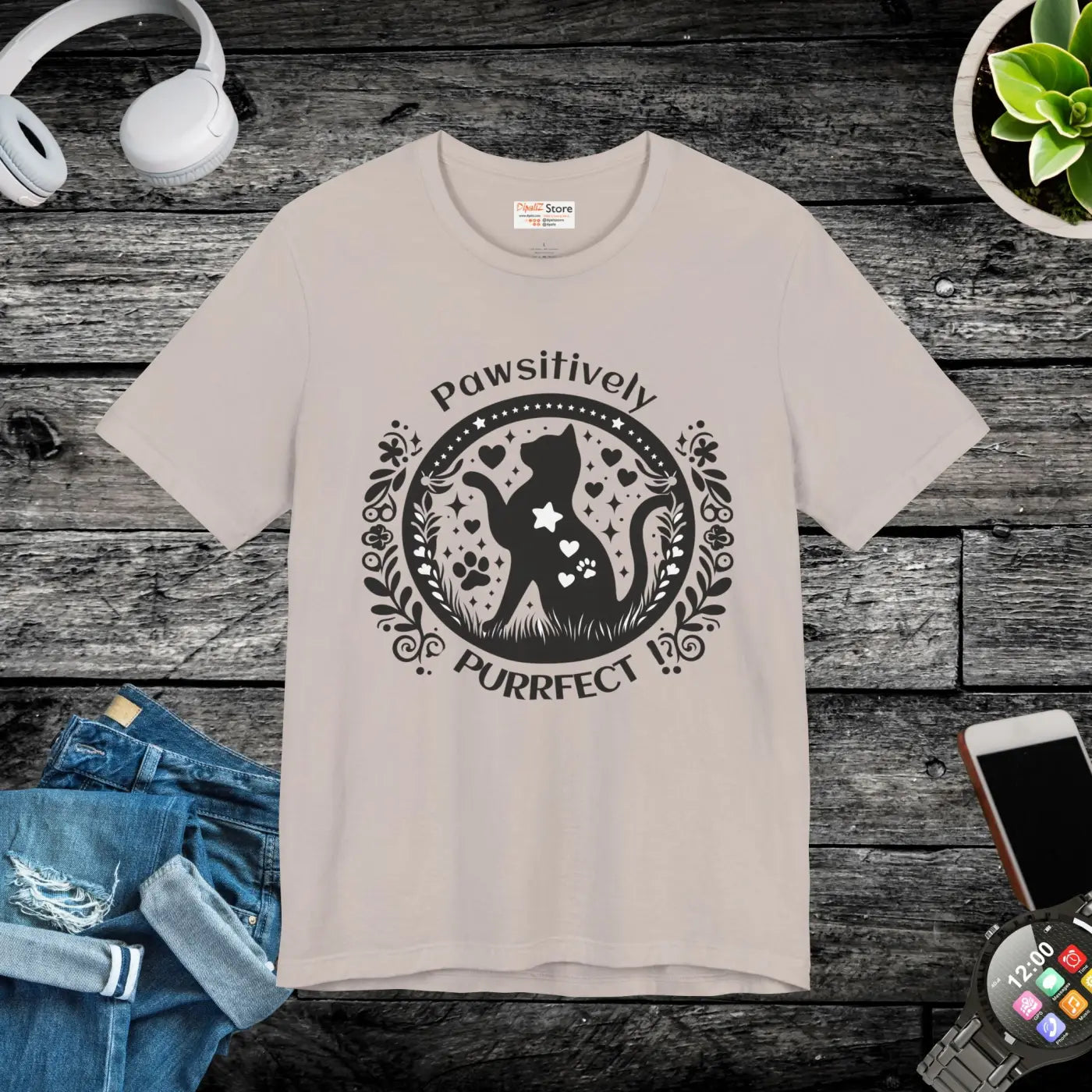 Pawsitively Purrfect Cat Lover Tee - Unisex Jersey - DipaliZ