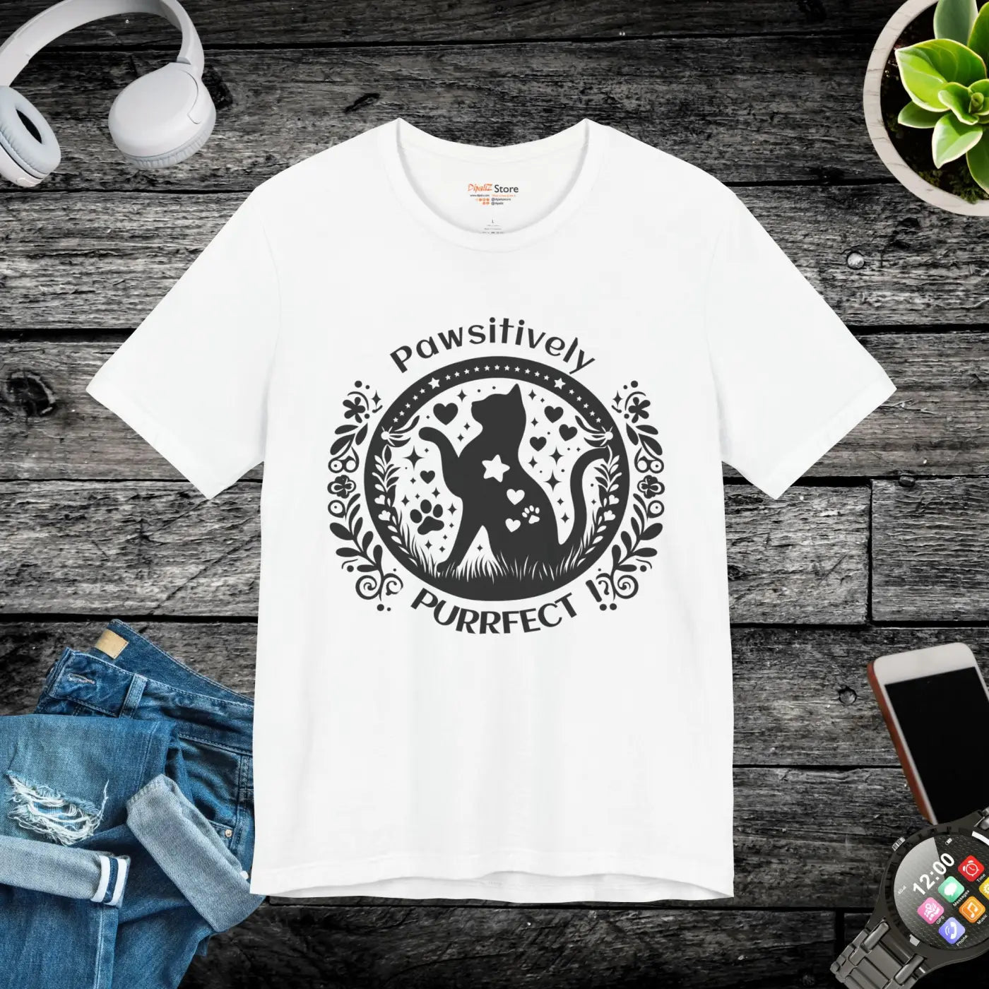 Pawsitively Purrfect Cat Lover Tee - Unisex Jersey - DipaliZ
