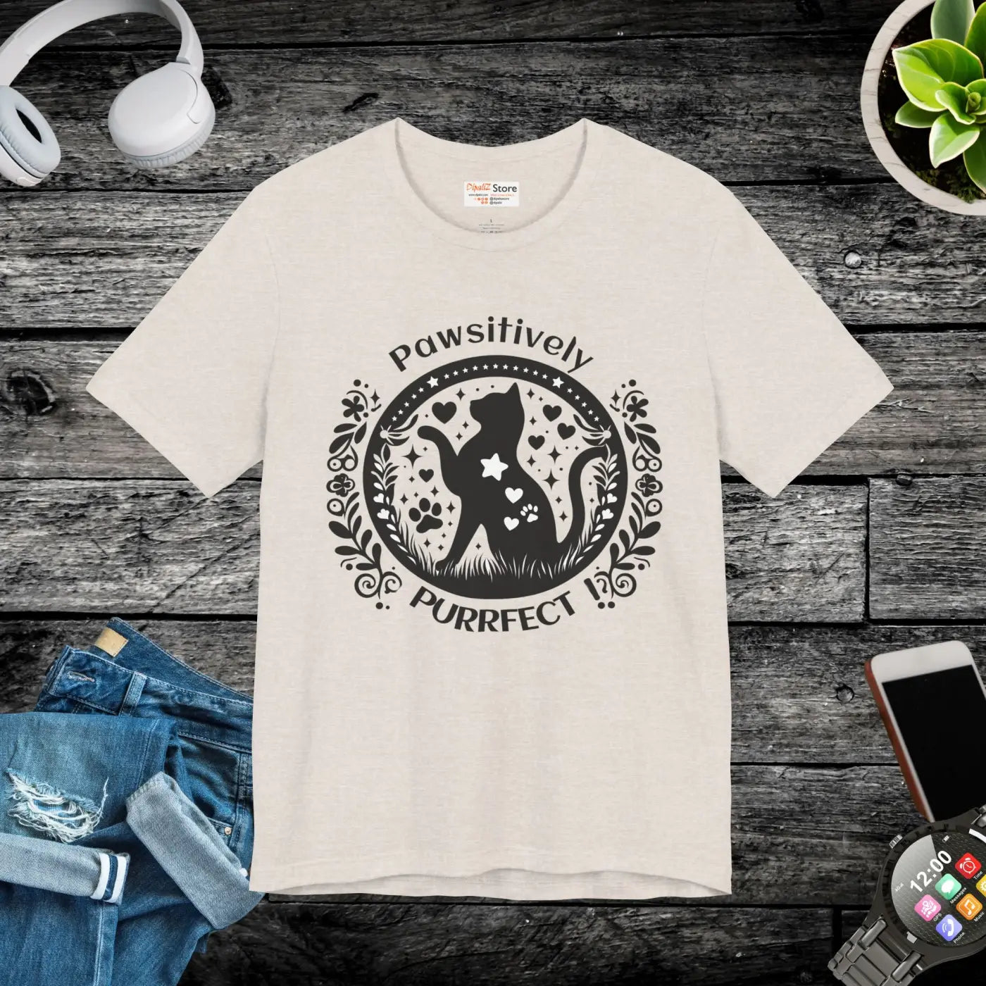 Pawsitively Purrfect Cat Lover Tee - Unisex Jersey - DipaliZ