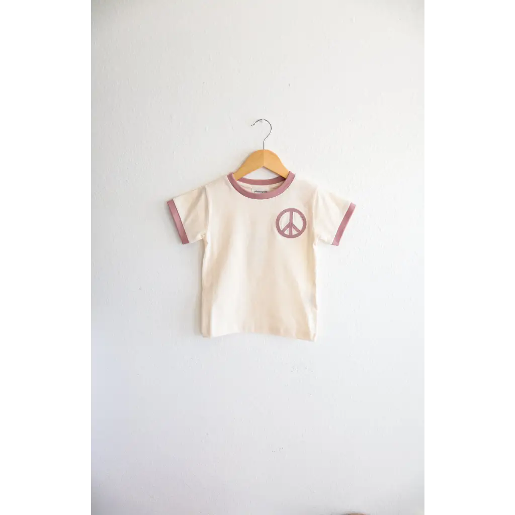 Lilac Peace Embroidered Ringer for Kids