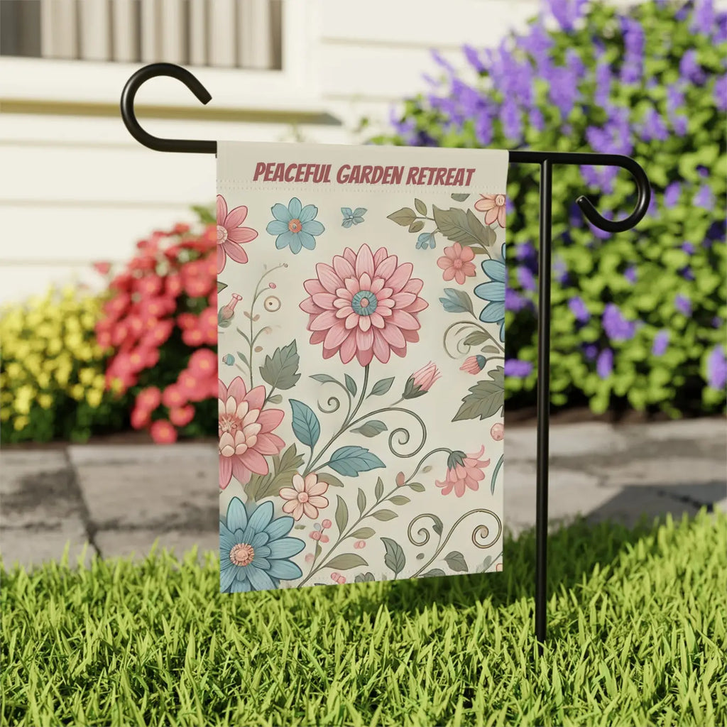 Peaceful Garden Retreat Banner - Spring Flowers Poly Poplin - DipaliZ