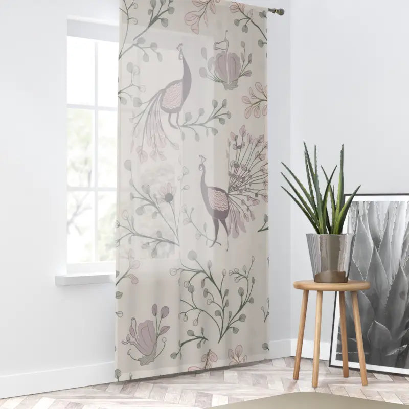 Peacock Floral Window Curtains - Polyester Elegance - DipaliZ