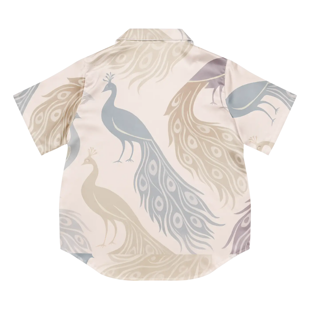 Peacock Bird Print Satin Pajama Top - Pure Comfort - DipaliZ