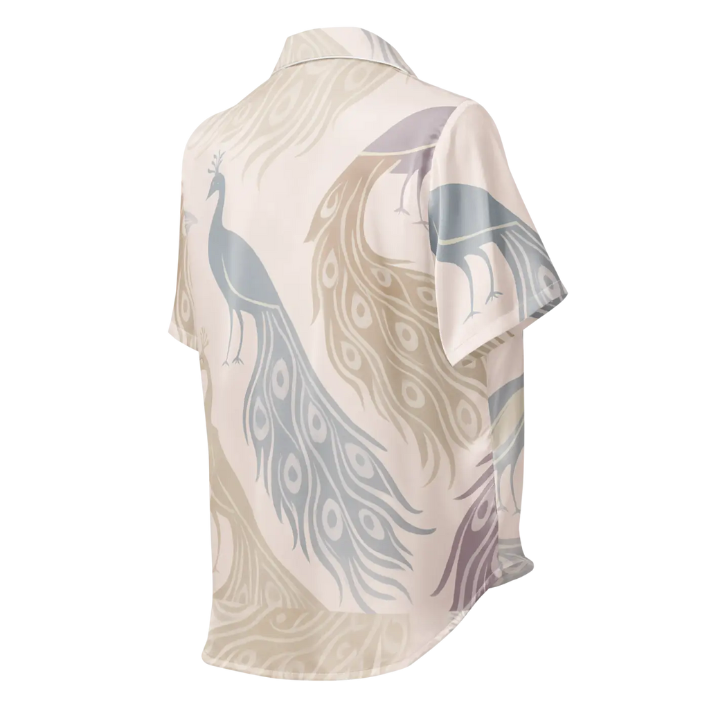 Peacock Bird Print Satin Pajama Top - Pure Comfort - DipaliZ