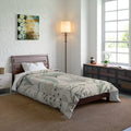 Peacock Comforter - One Sided Print with Solid Bright White - DipaliZ