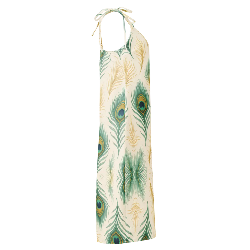 Peacock Feather Midi Dress - Built-In Bra Comfort - DipaliZ