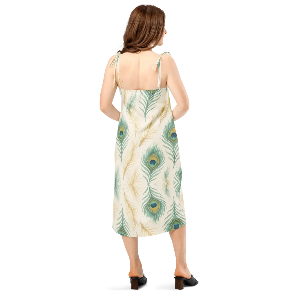 Peacock Feather Midi Dress - Built-In Bra Comfort - DipaliZ
