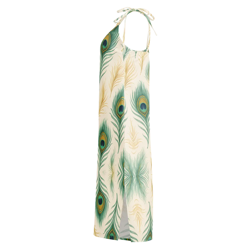 Peacock Feather Midi Dress - Built-In Bra Comfort - DipaliZ
