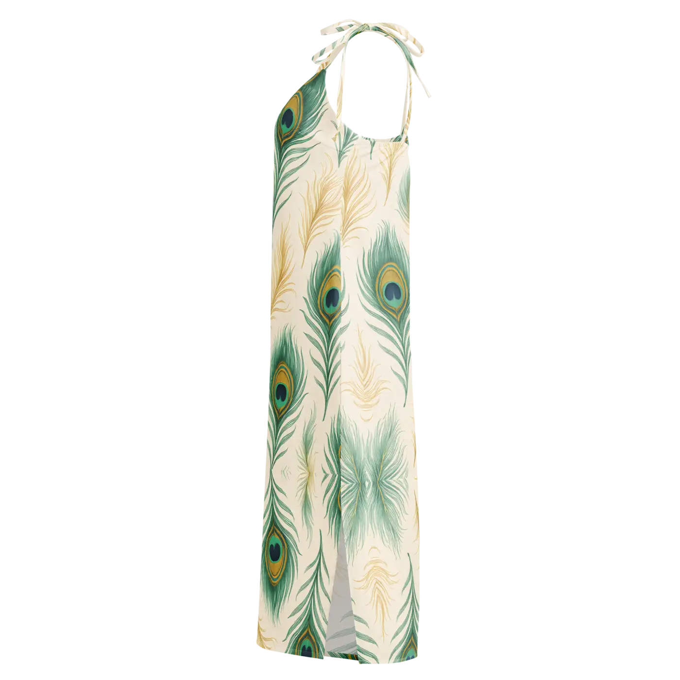 Peacock Feather Midi Dress - Built-In Bra Comfort - DipaliZ