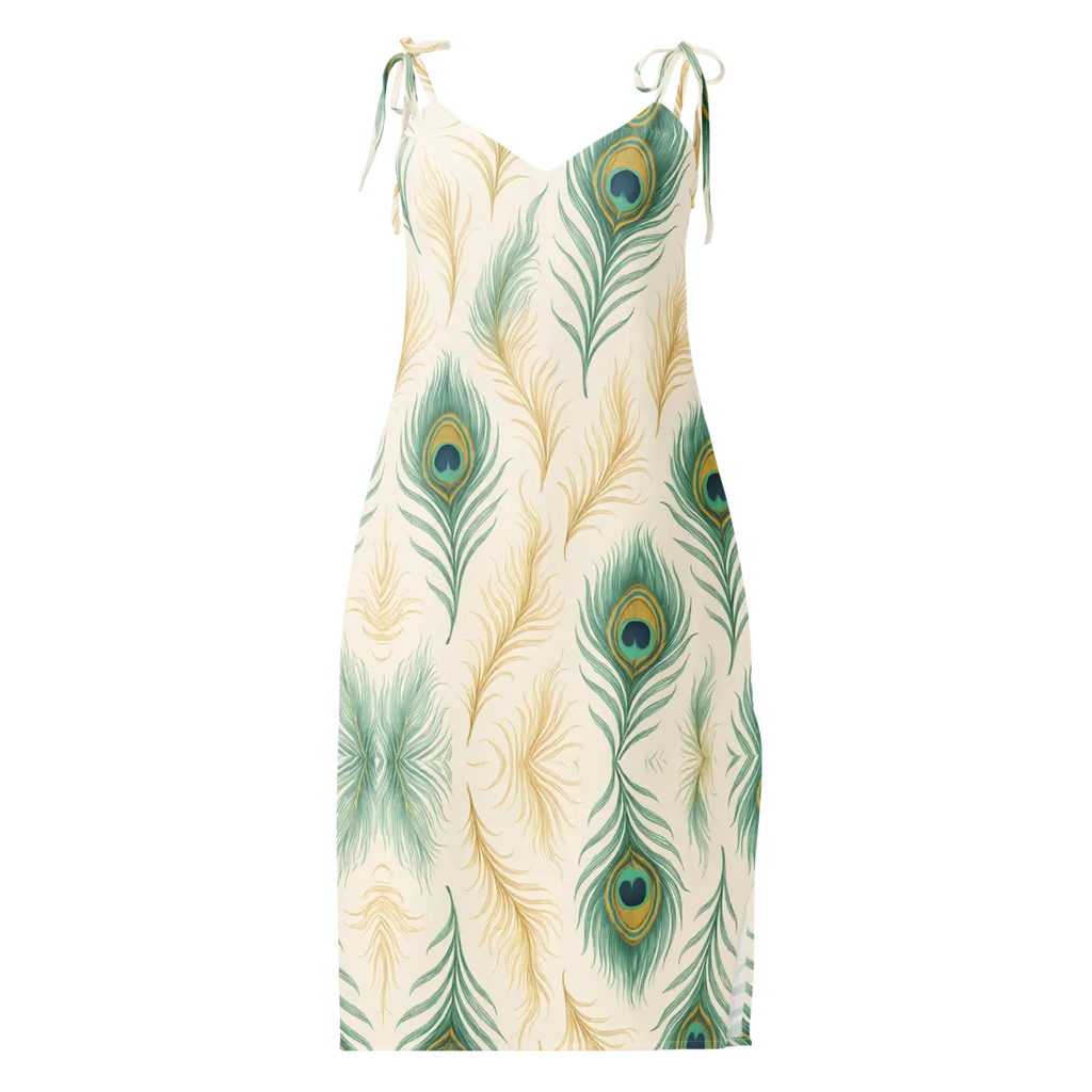 Peacock Feather Midi Dress - Built-In Bra Comfort - DipaliZ