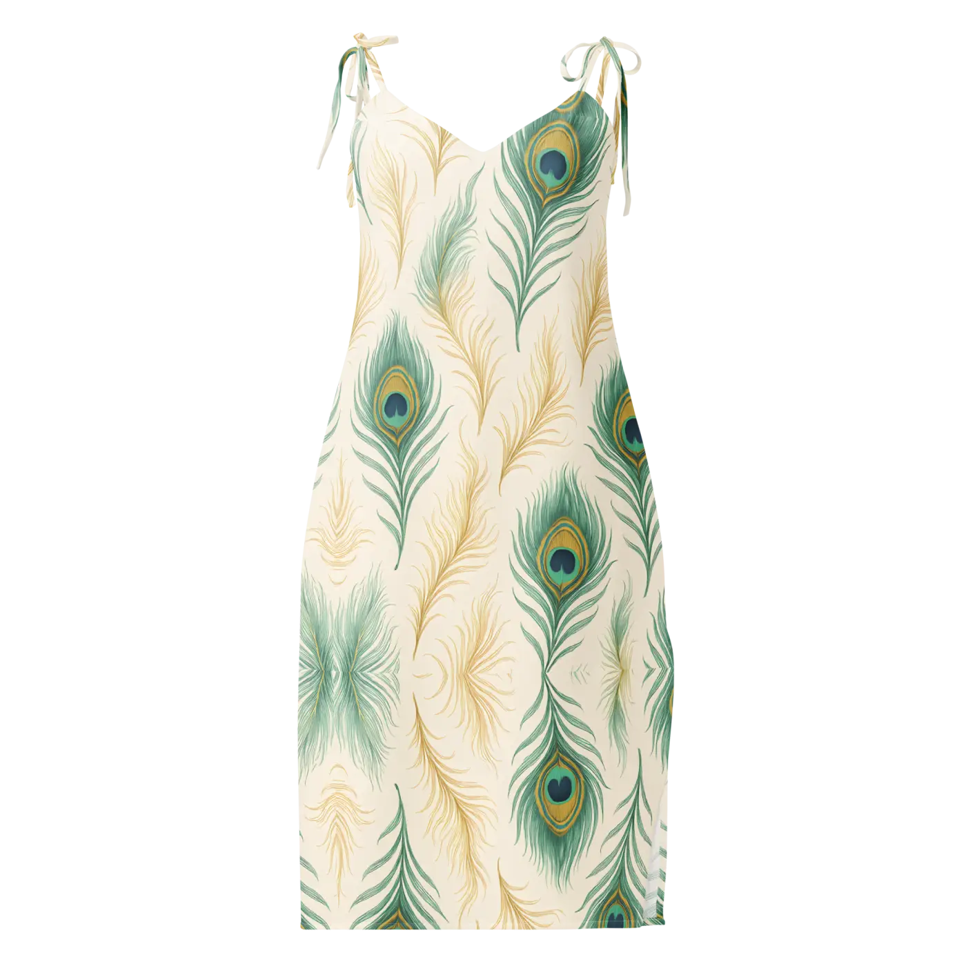 Peacock Feather Midi Dress - Built-In Bra Comfort - DipaliZ