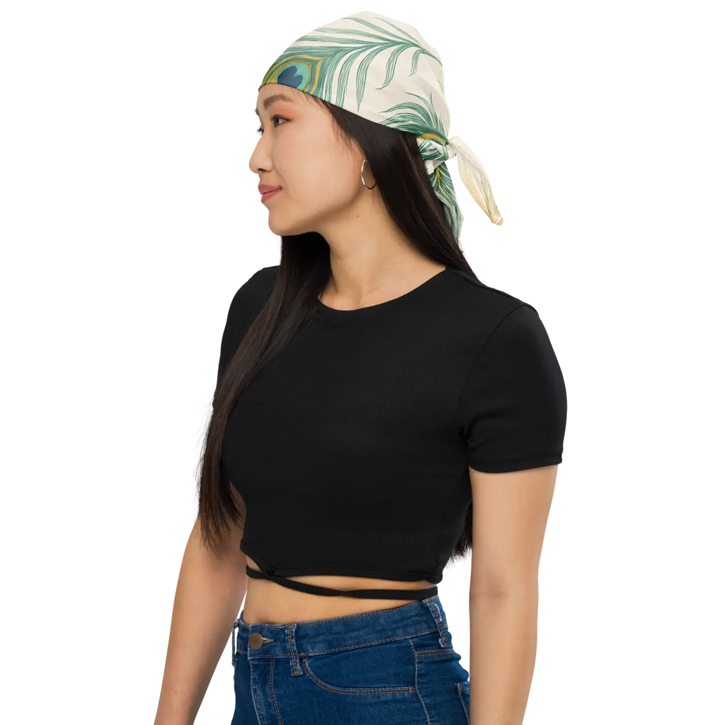 Peacock Feathers All-Over Print Bandana - Vibrant Style - DipaliZ