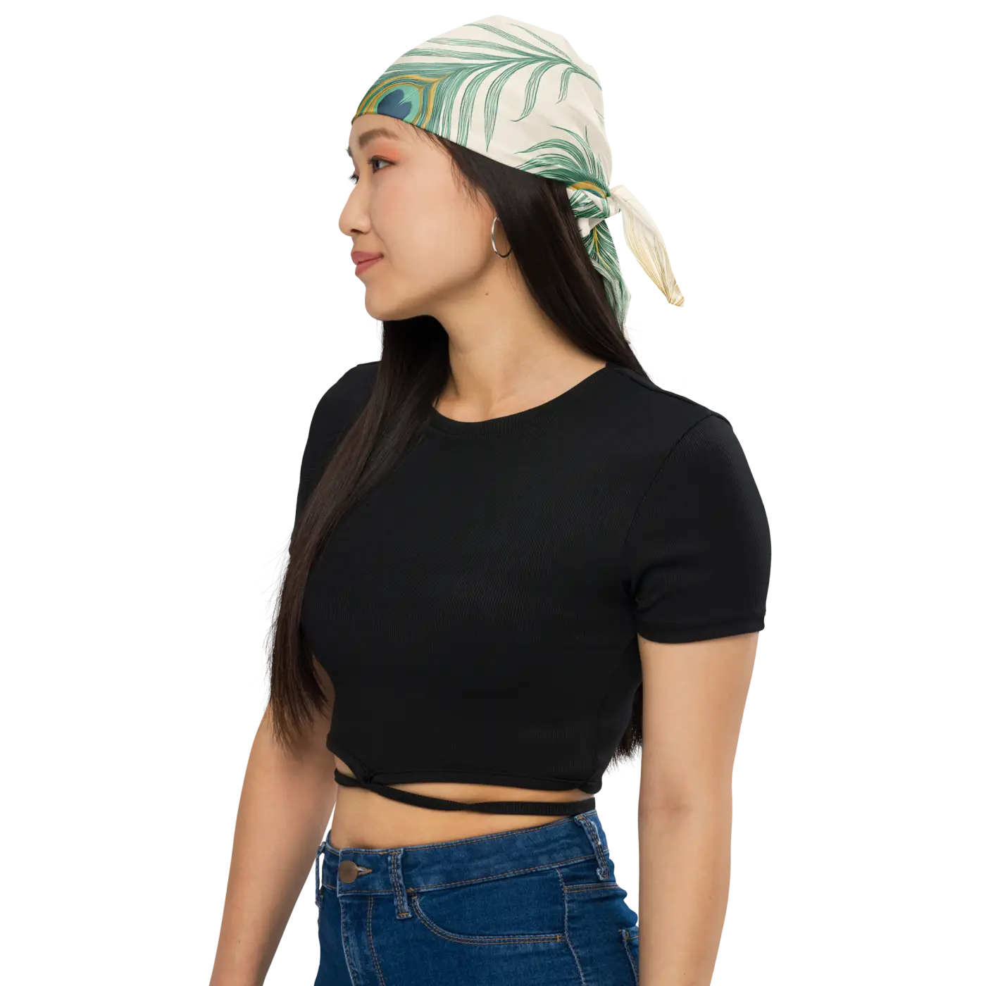 Peacock Feathers All-Over Print Bandana - Vibrant Style - DipaliZ