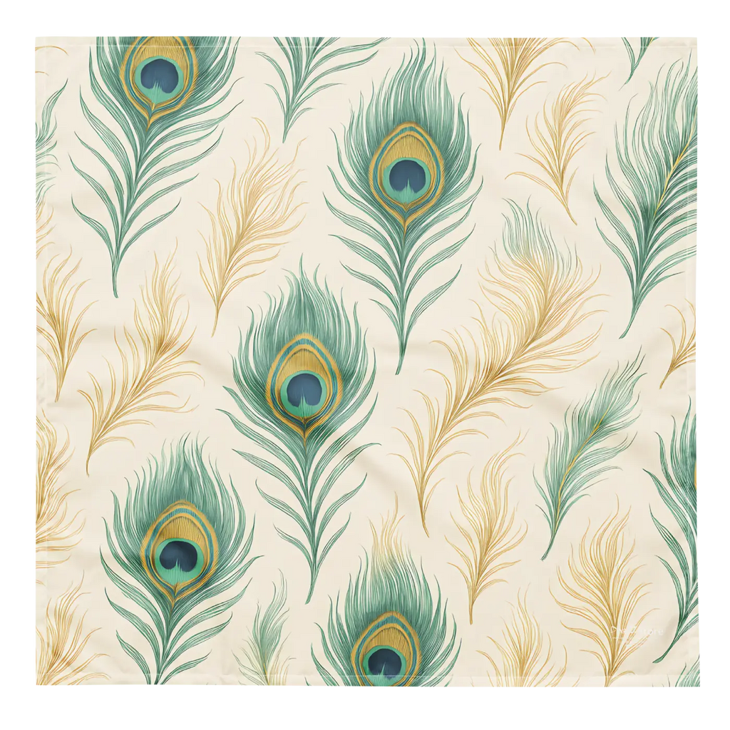 Peacock Feathers All-Over Print Bandana - Vibrant Style - DipaliZ