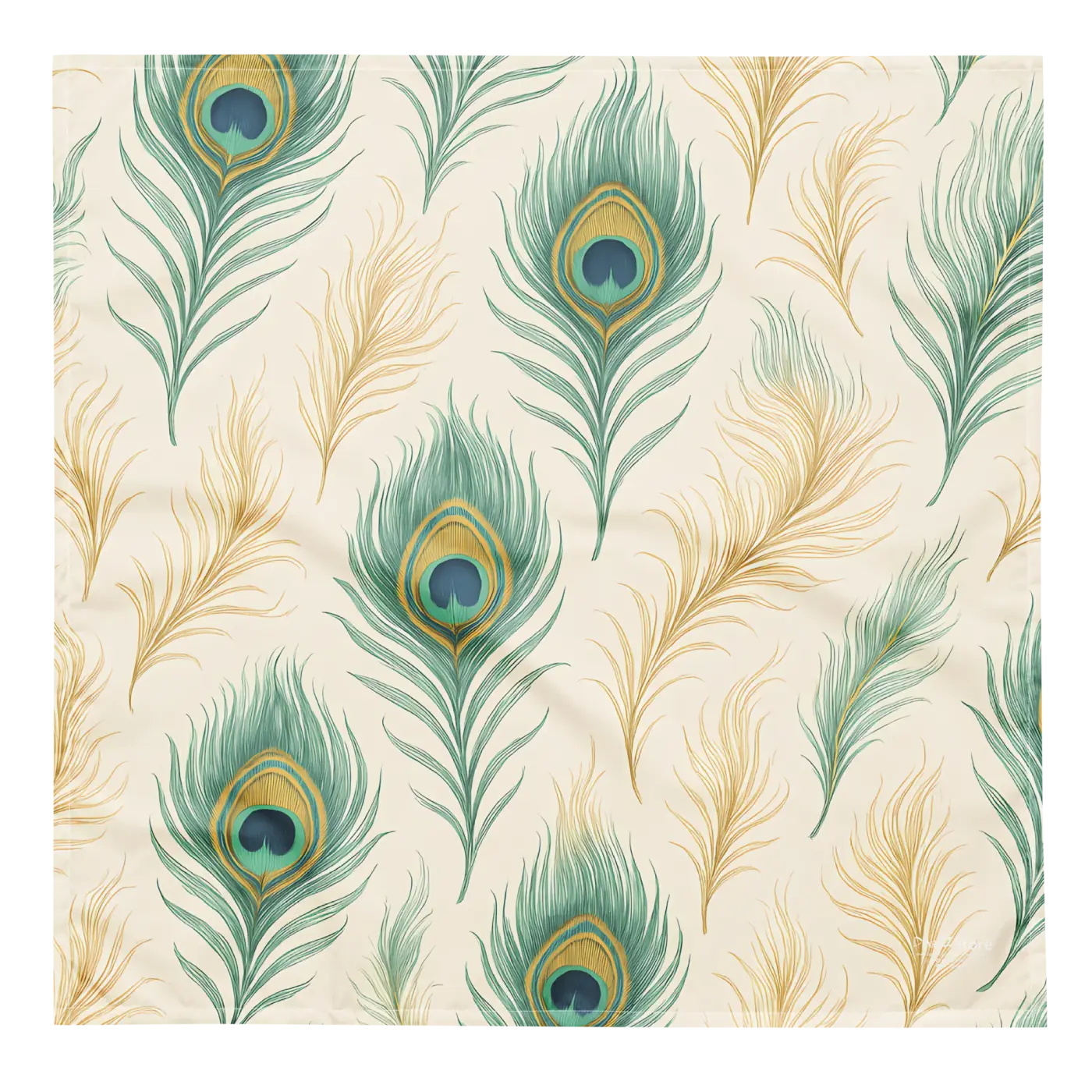 Peacock Feathers All-Over Print Bandana - Vibrant Style - DipaliZ
