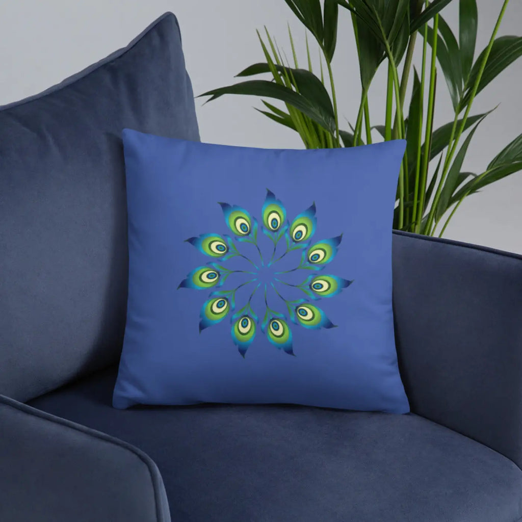 Peacock Feathers Basic Pillow - Machine Washable Case - DipaliZ