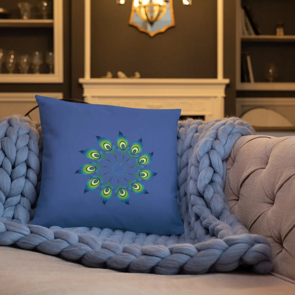 Peacock Feathers Basic Pillow - Machine Washable Case - DipaliZ