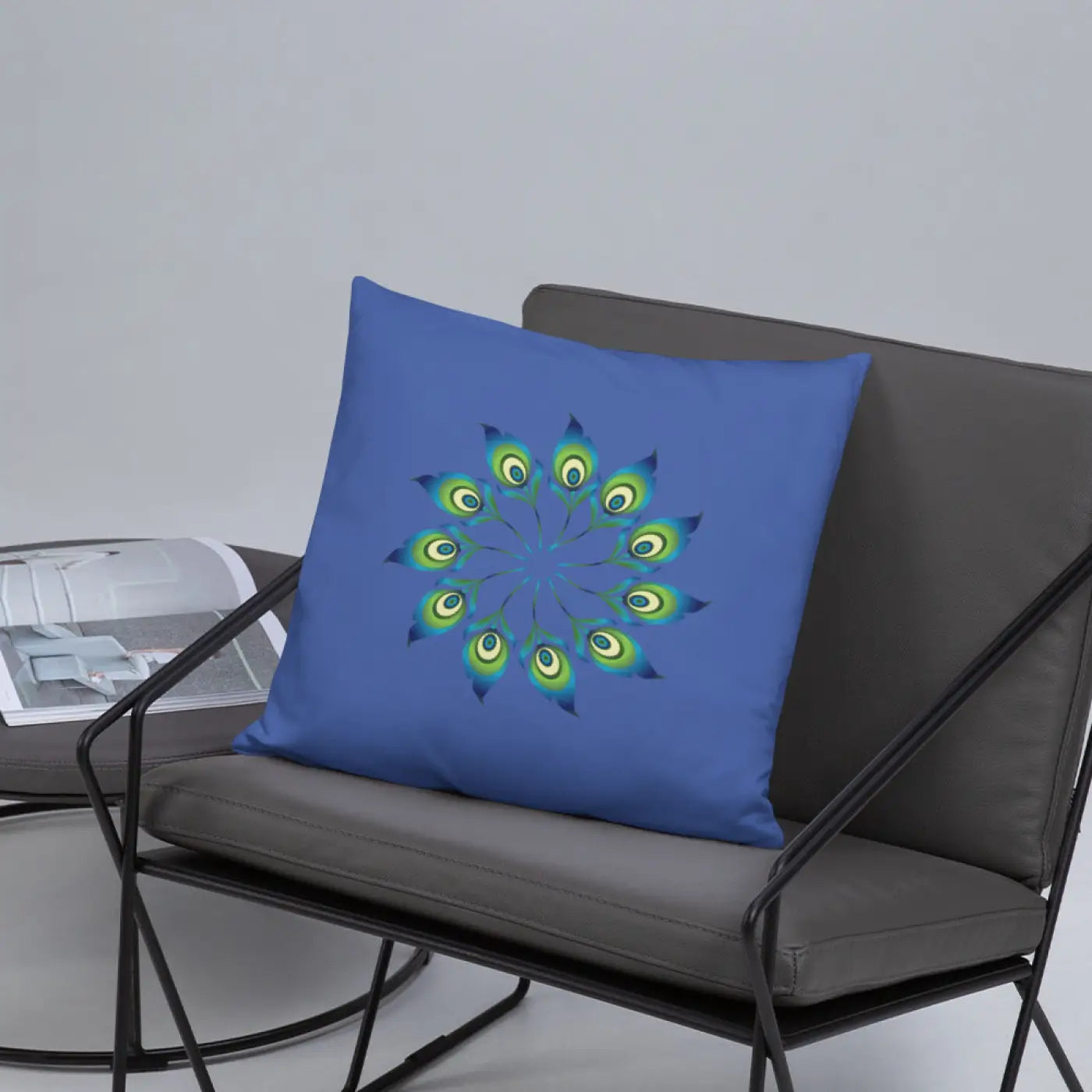 Peacock Feathers Basic Pillow - Machine Washable Case - DipaliZ