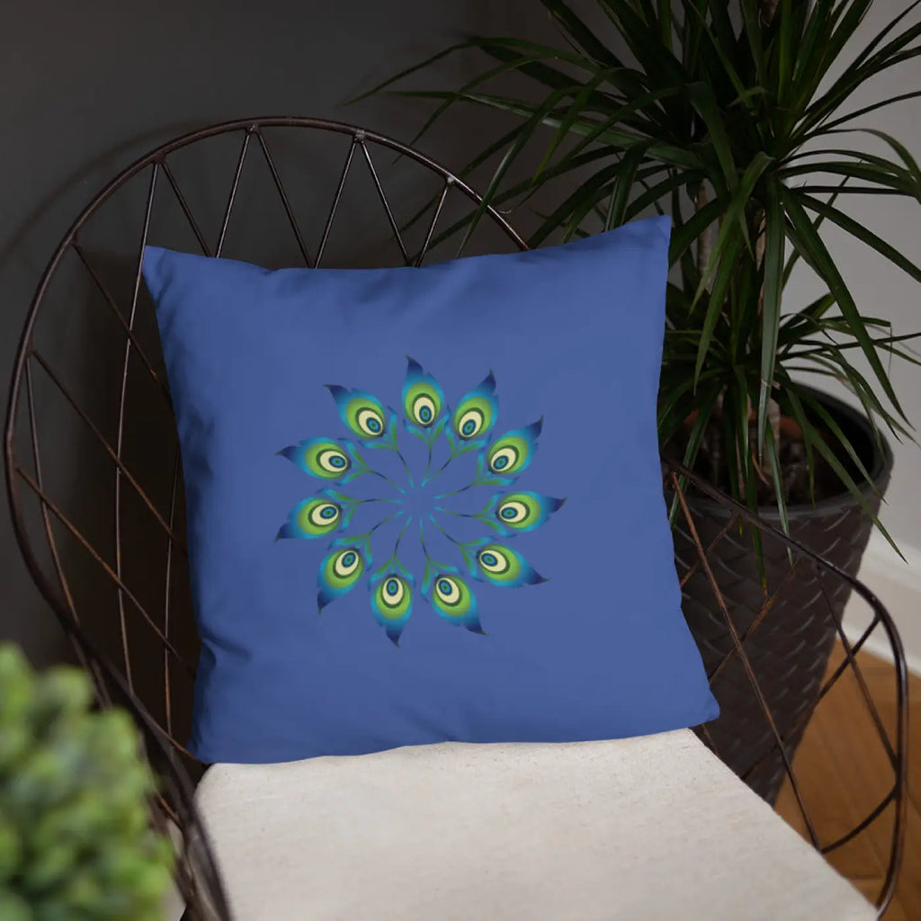 Peacock Feathers Basic Pillow - Machine Washable Case - DipaliZ