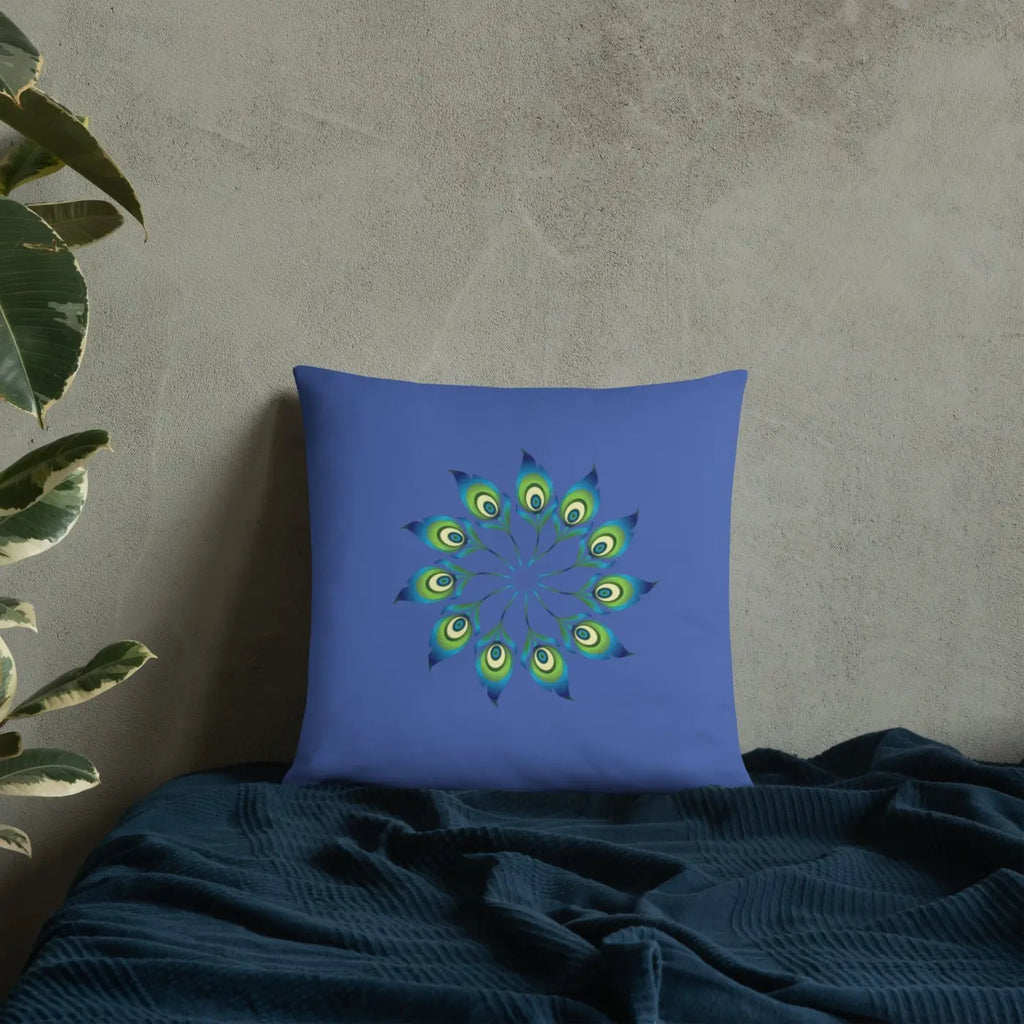 Peacock Feathers Basic Pillow - Machine Washable Case - DipaliZ
