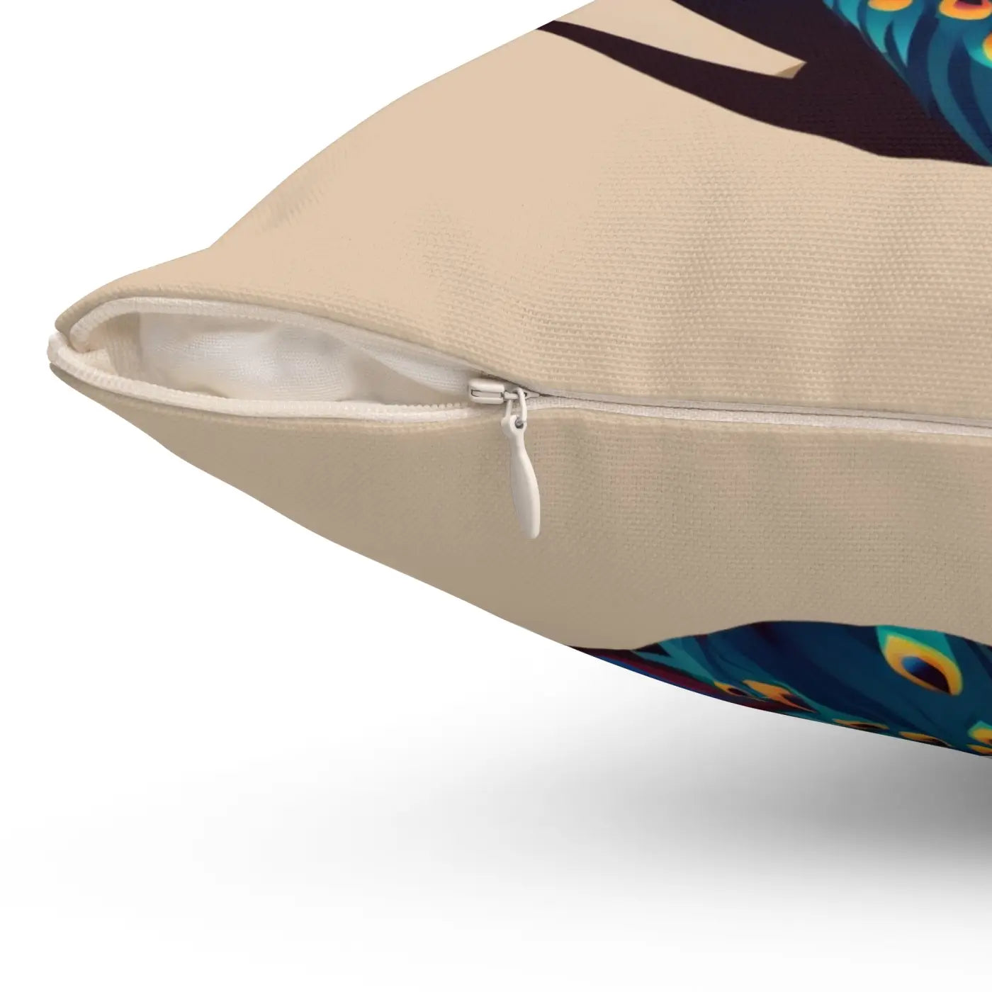 Peacock Spun Polyester Square Pillow - Double-Sided Print - DipaliZ