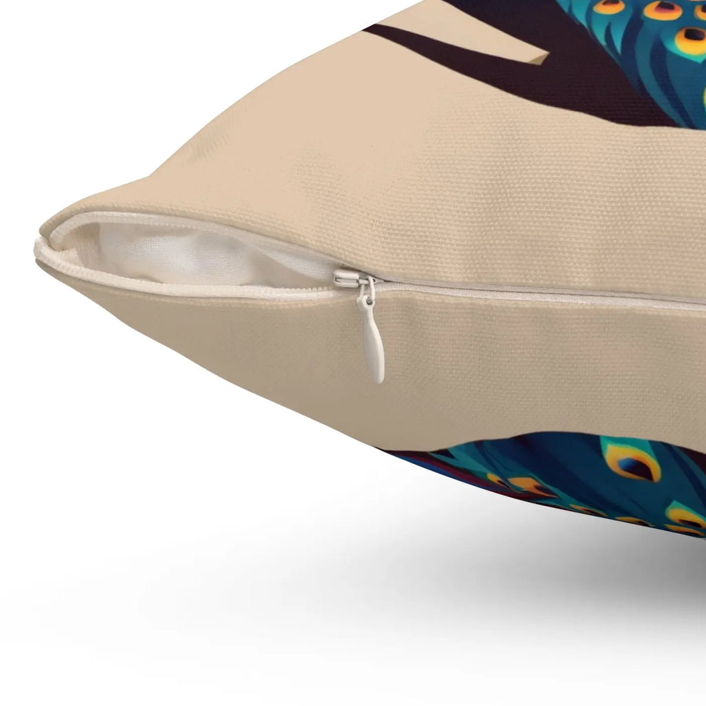 Peacock Spun Polyester Square Pillow - Double-Sided Print - DipaliZ