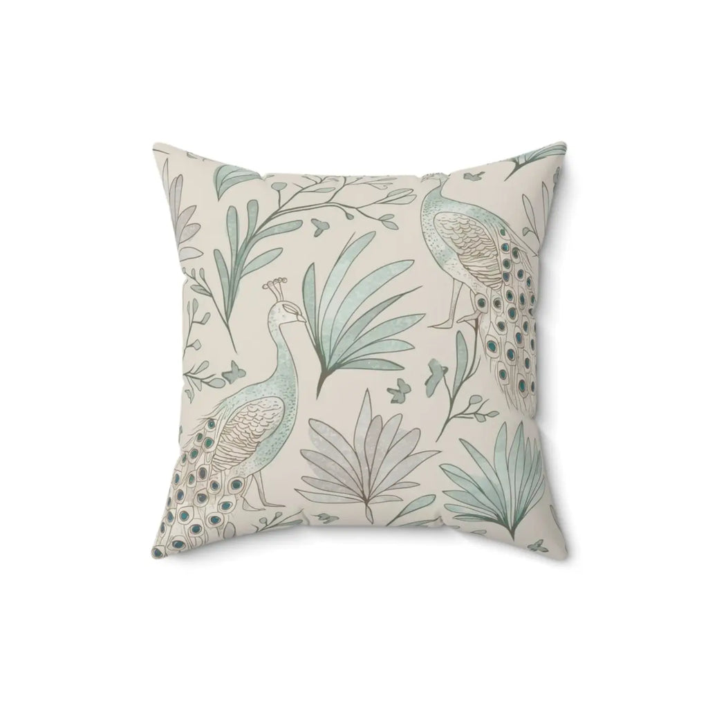 Peacock Paradise Square Pillow - Spun Polyester Home Decor - DipaliZ