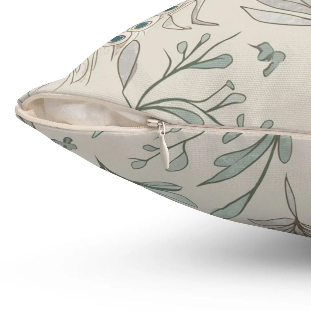 Peacock Paradise Square Pillow - Spun Polyester Home Decor - DipaliZ