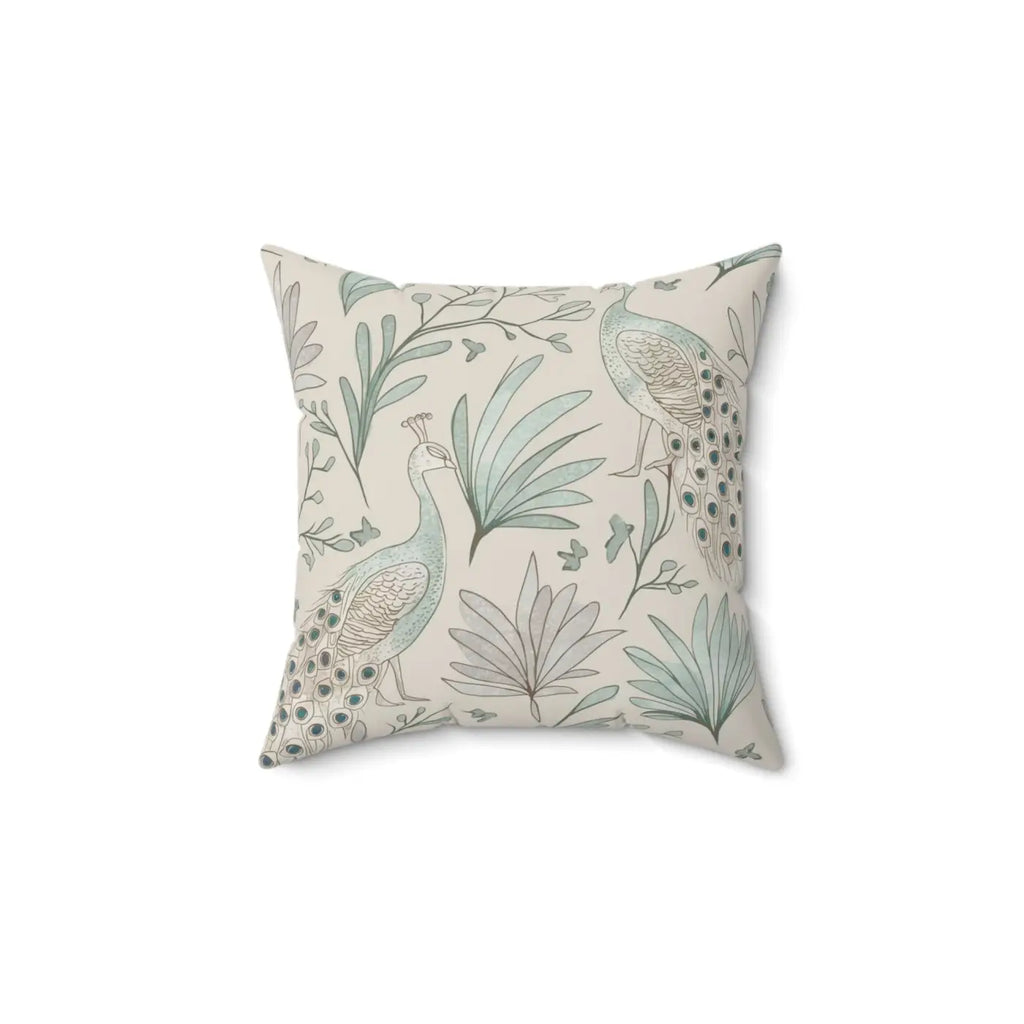 Peacock Paradise Square Pillow - Spun Polyester Home Decor - DipaliZ