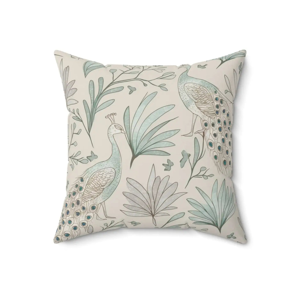 Peacock Paradise Square Pillow - Spun Polyester Home Decor - DipaliZ