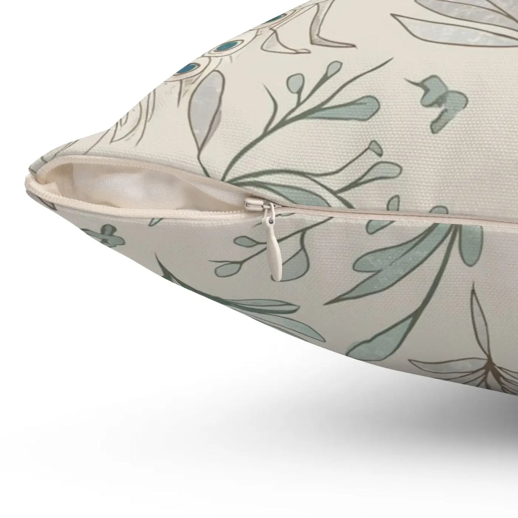 Peacock Paradise Square Pillow - Spun Polyester Home Decor - DipaliZ
