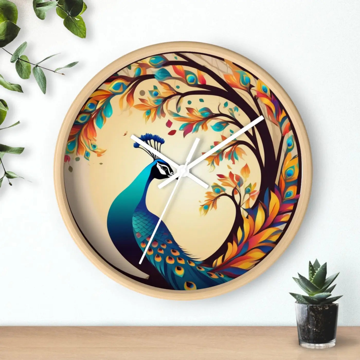 Peacock Wall Clock - Silent Statement Piece for Home - DipaliZ