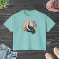 Peacock Womens Flowy Boxy Tee - Oversized Comfort Fit - DipaliZ