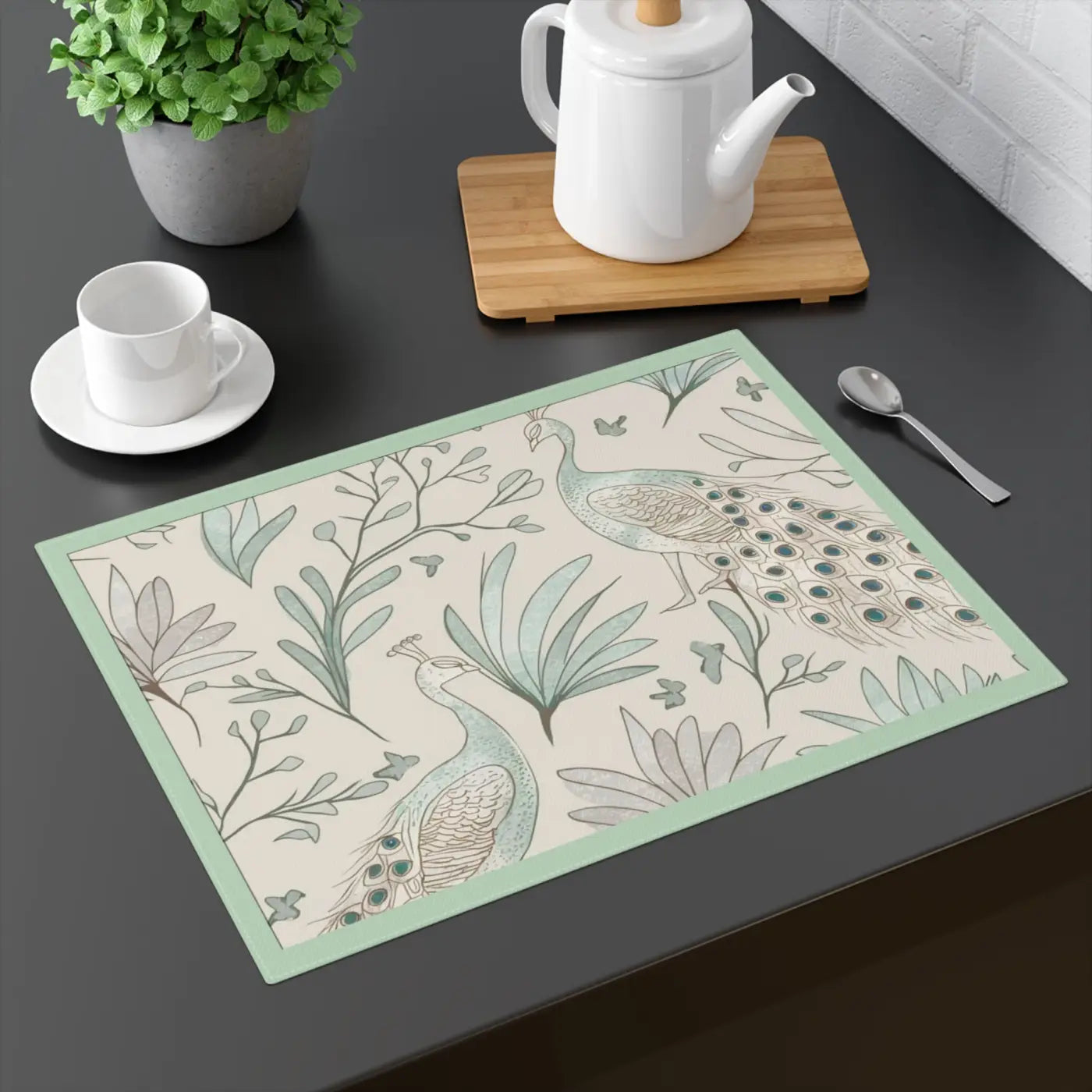 Peacock Placemats - Vibrant Cotton Nature Design - DipaliZ