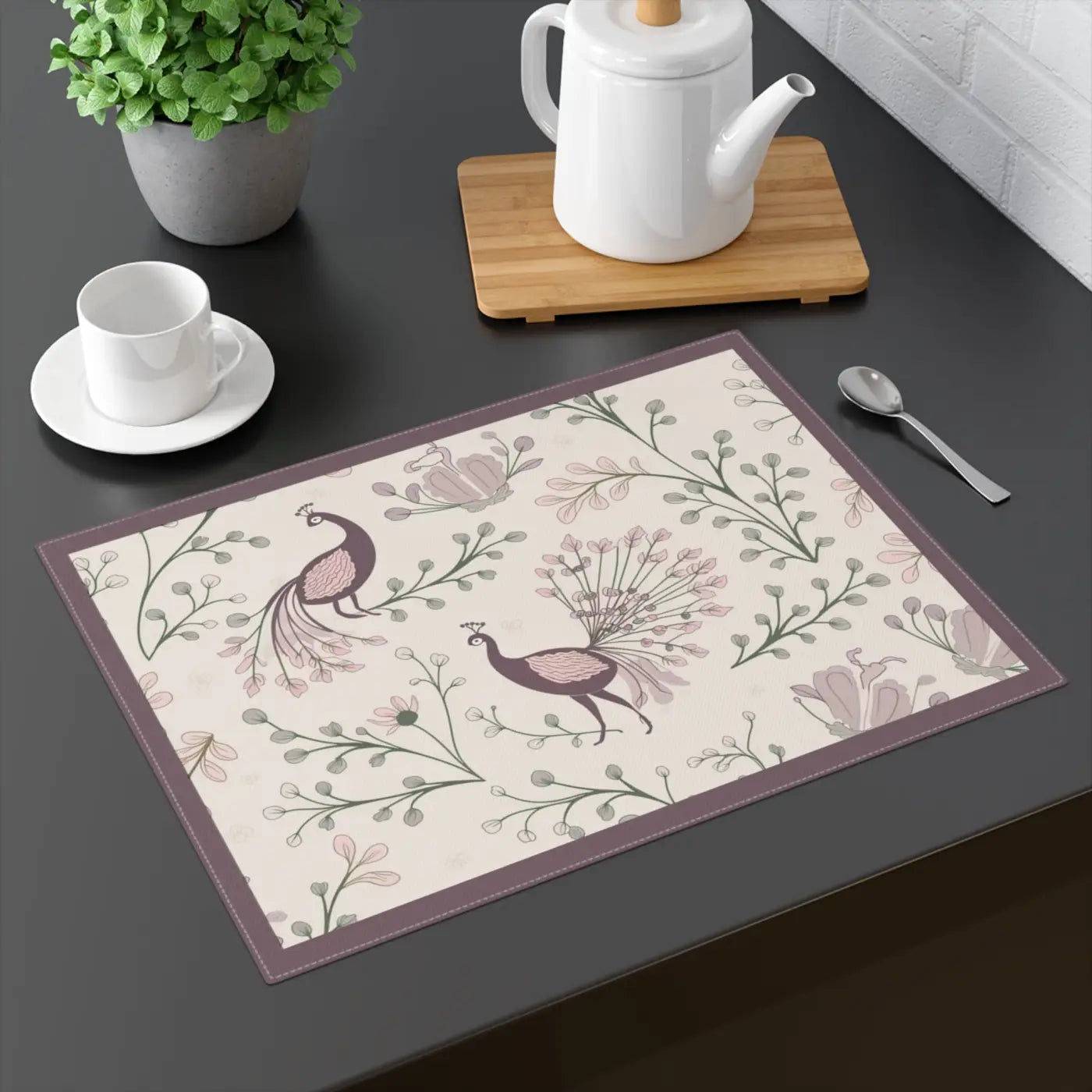 Peacock Cotton Placemat - Vibrant Dining Table Decor - DipaliZ