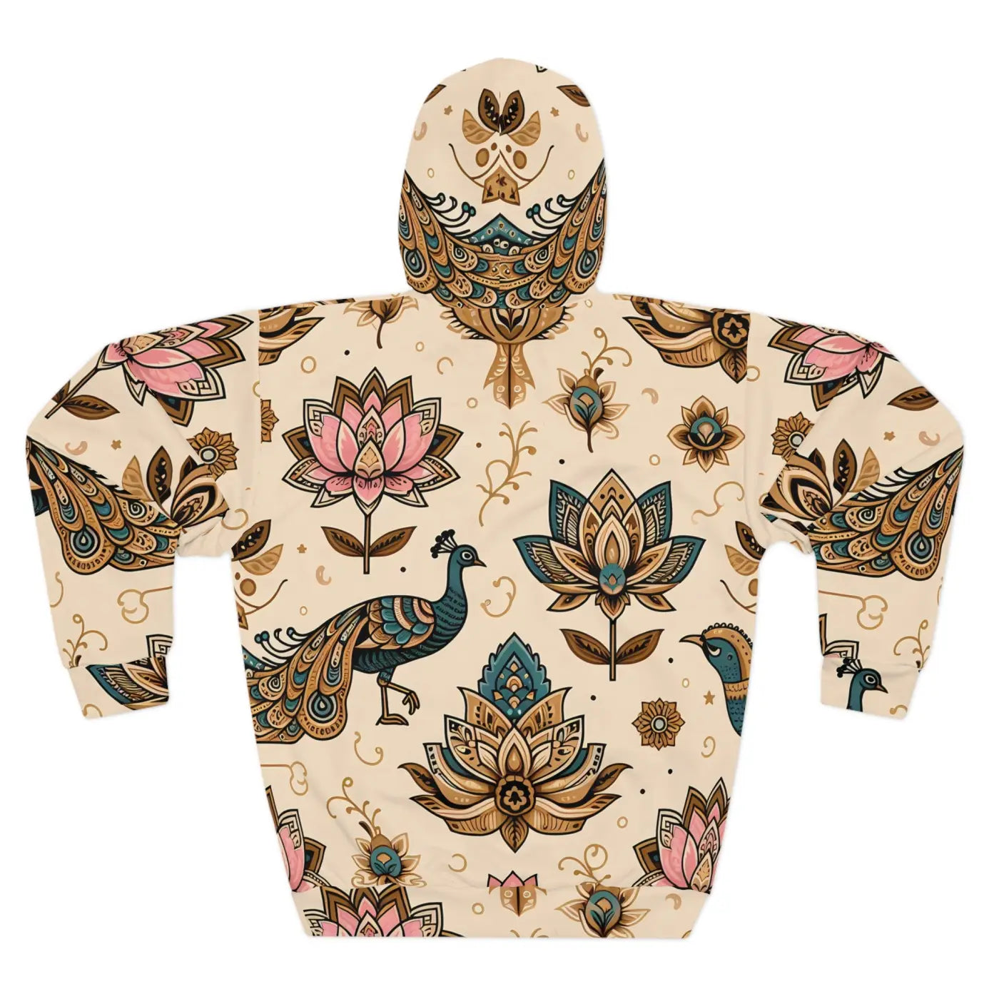 Peacock and Lotus All-Over Print Vibrant Unisex Pullover - DipaliZ