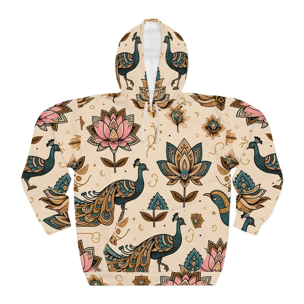 Peacock and Lotus All-Over Print Vibrant Unisex Pullover - DipaliZ