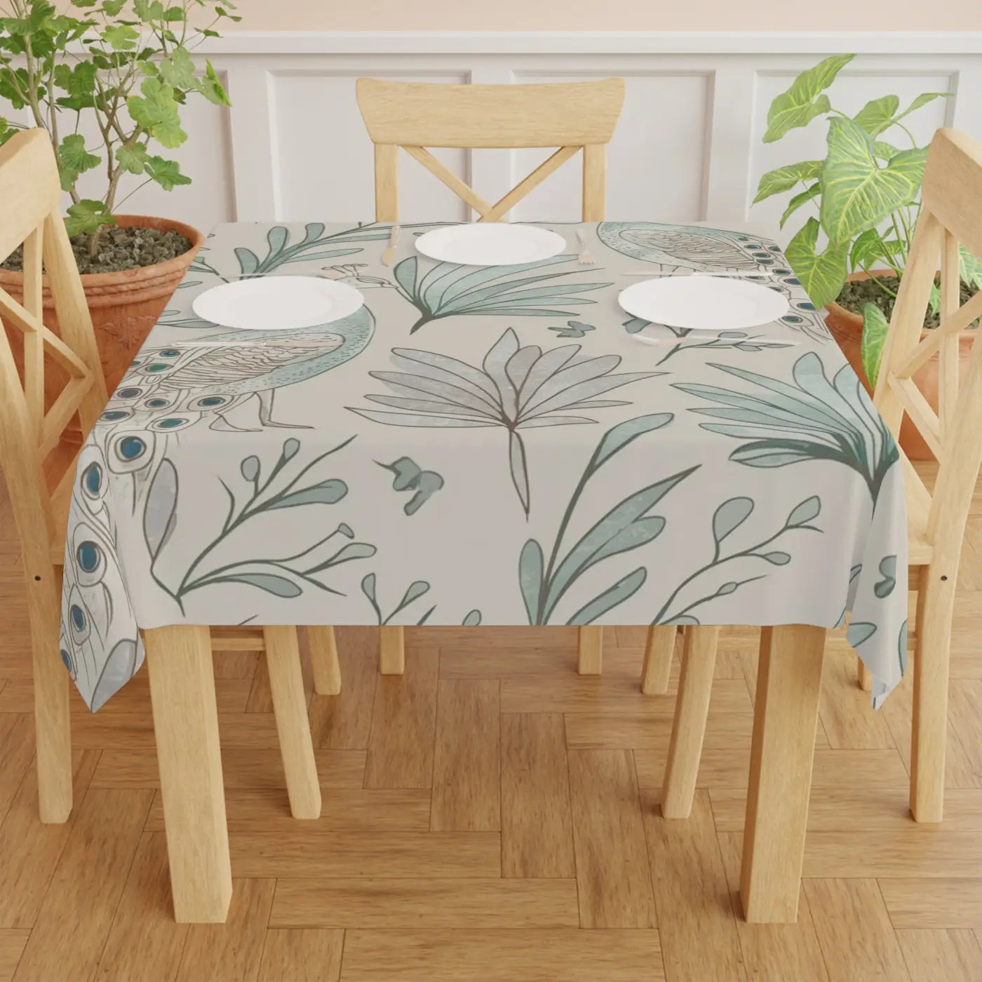 Peacock Tablecloth - Pastel Pattern Polyester - DipaliZ