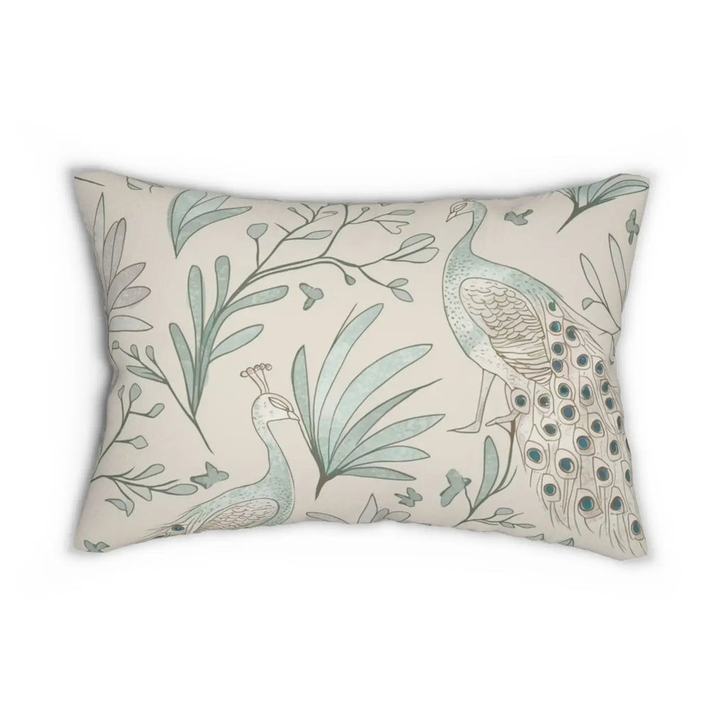 Peacock Lumbar Pillow - Spun Polyester Home Decor - DipaliZ