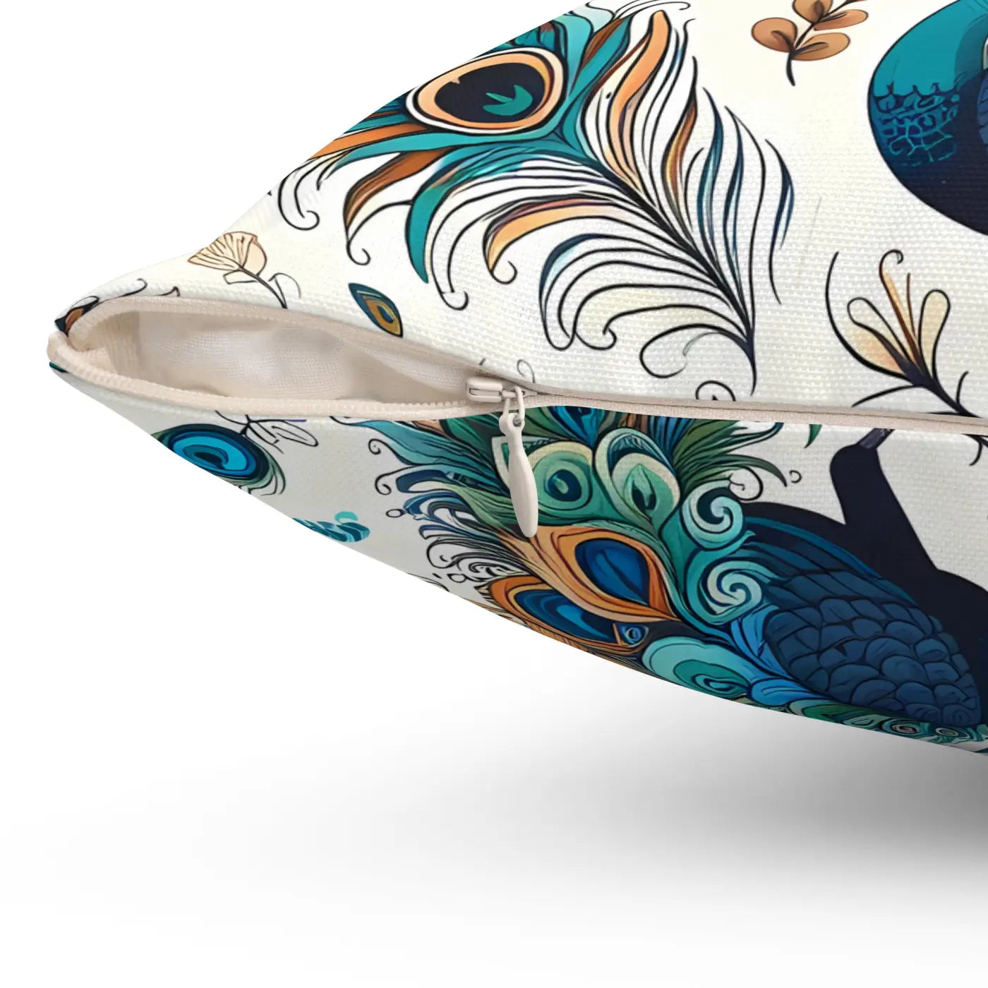 Peacock Design Spun Polyester Square Pillow - Double-Sided Print - DipaliZ