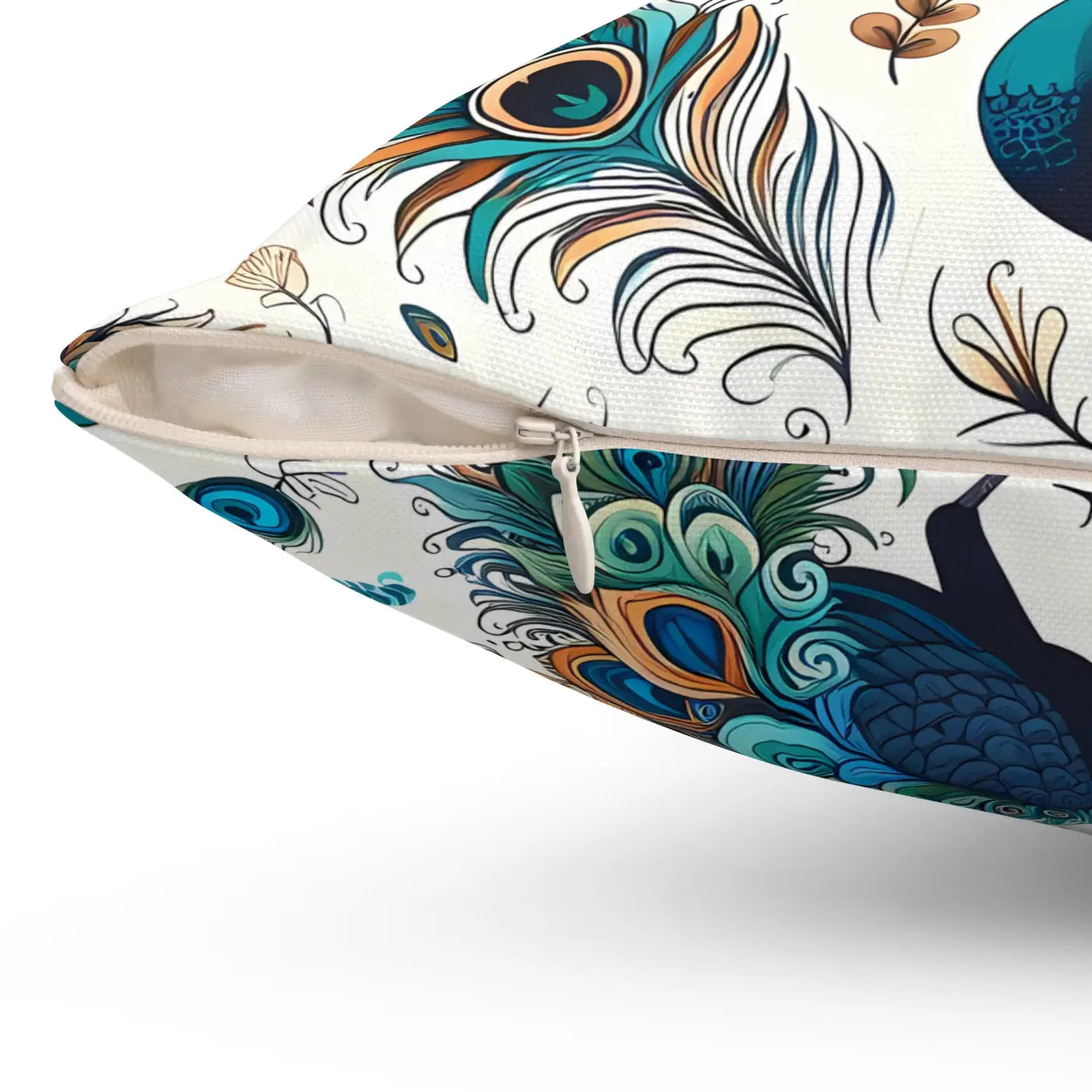 Peacock Design Spun Polyester Square Pillow - Double-Sided Print - DipaliZ