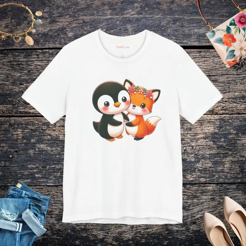 Unisex Jersey Short Sleeve Tee - Penguin Squirrel Friends - DipaliZ