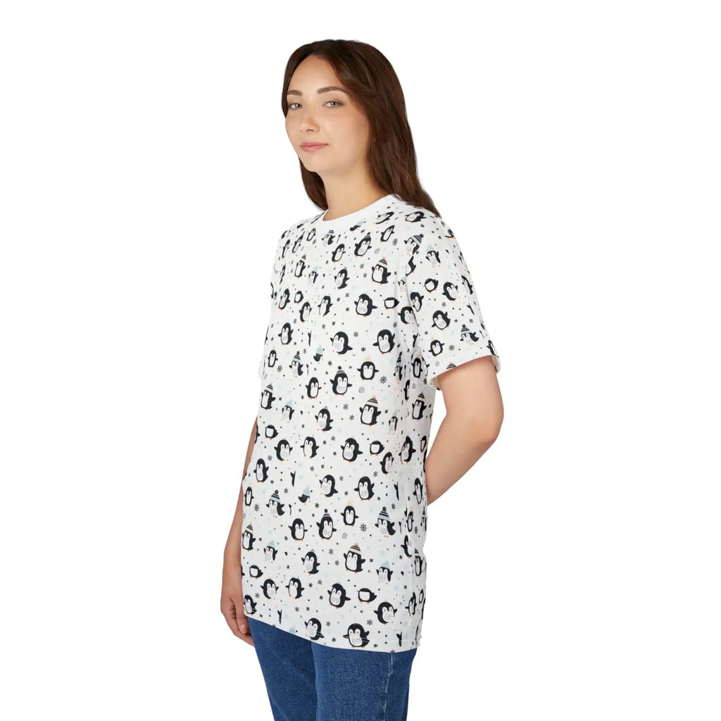 Unisex Cut and Sew Tee - Penguin Design Eco-Friendly - DipaliZ