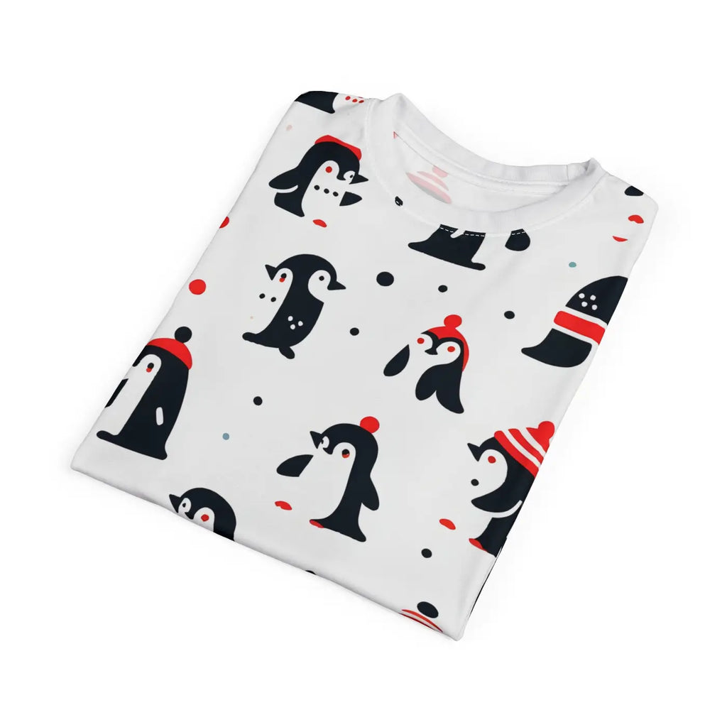 Unisex Cut and Sew Tee Featuring Penguins - Cozy Winter Style - DipaliZ